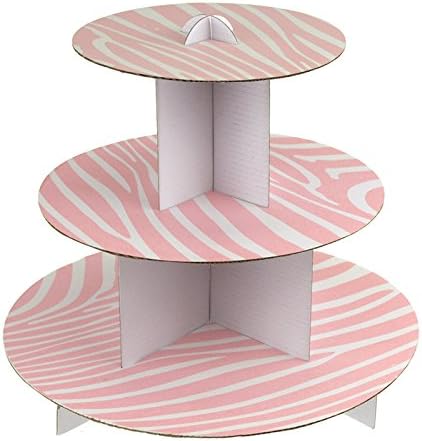 斑马蛋糕纸板支架,3 层,25.40 cm 浅粉色 10英寸 fpf0350053lp